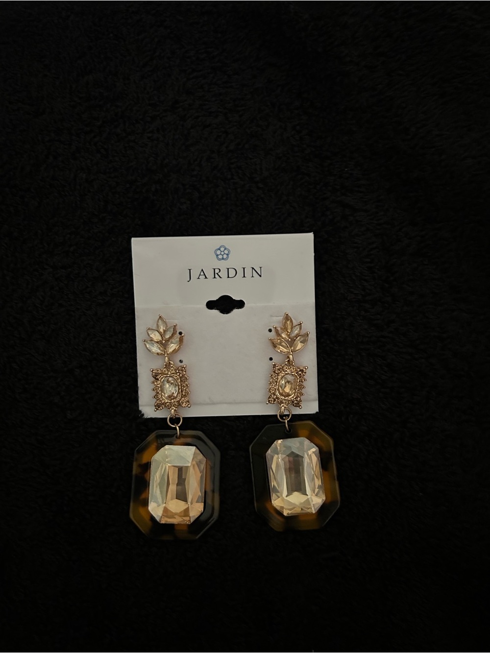 Jardin Gold-Tone Crystal and Tortoiseshell Drop Earrings